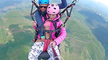 Wet Pussy SQUIRTING IN THE SKY 2200m High In The Clouds while PARAGLIDING