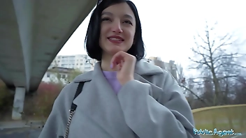 Public Agent Cute little Russian loves to ride cowgirl on a big fat cock