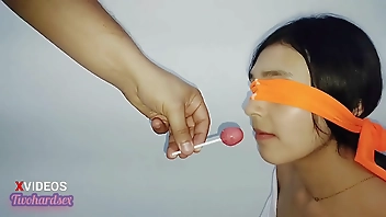 I cheat on my stepsister in a game of flavors and in the end she ends up getting a cock in her mouth and cum all over her face