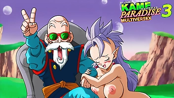 Kame Paradise 3 - West Supreme Kai gets saved by Roshi's huge cock