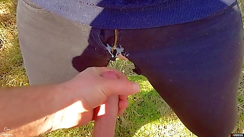 Nympho Fucked in Ripped Jeans Denim and Finishing With Huge Cumshot