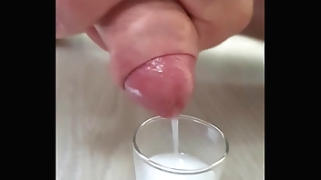 Huge cumshot to glass part 2