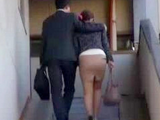 Nippon Boss' Thai Secretary has a XXX Fuck on Tokyo Stairway after Work.